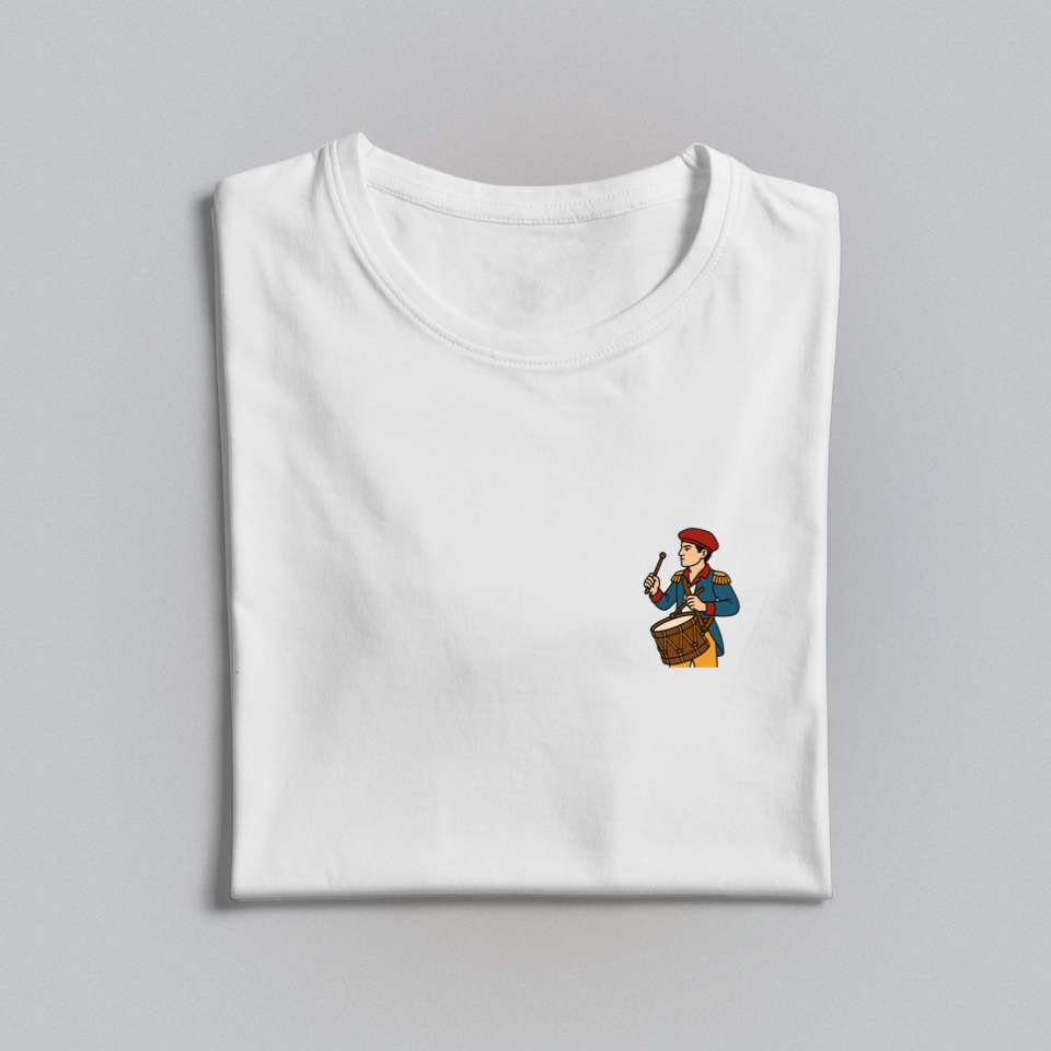 White t-shirt with drummer