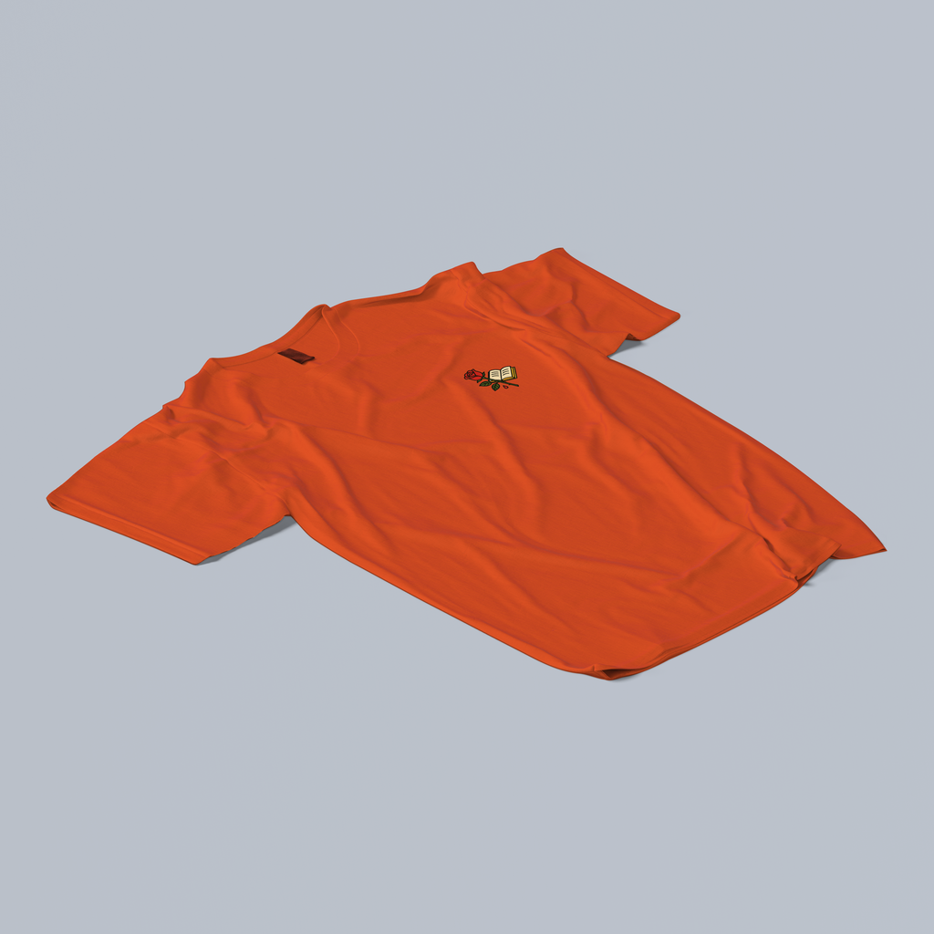 Orange t-shirt with the rose