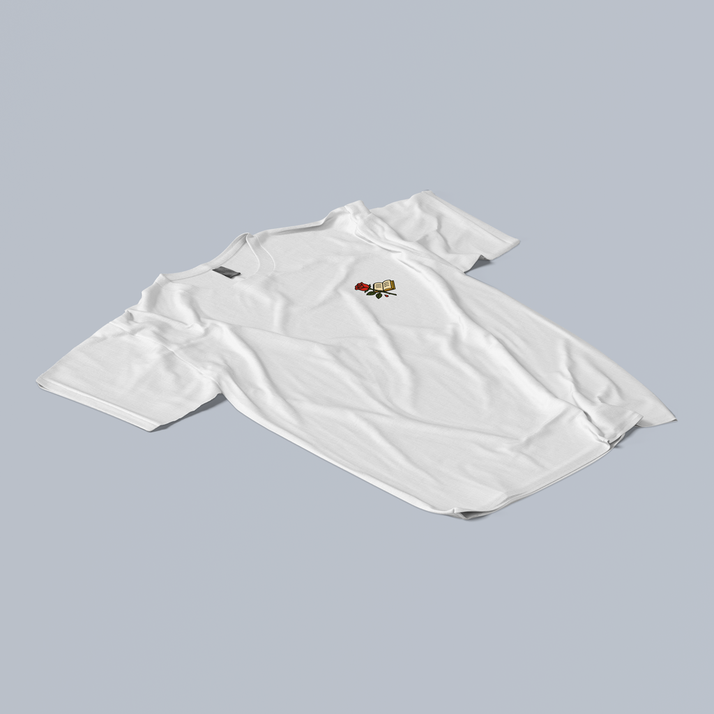 White t-shirt with the rose