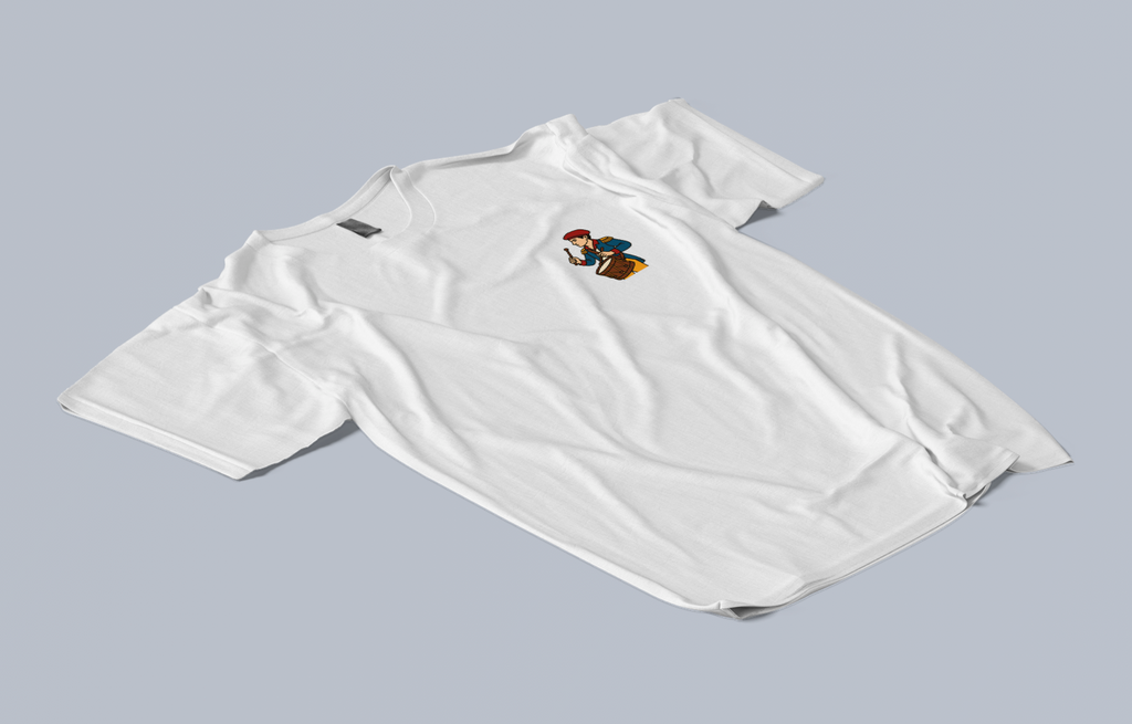 White t-shirt with drummer