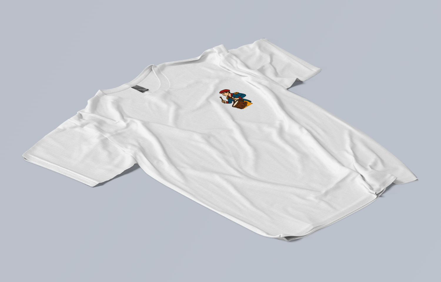 White t-shirt with drummer