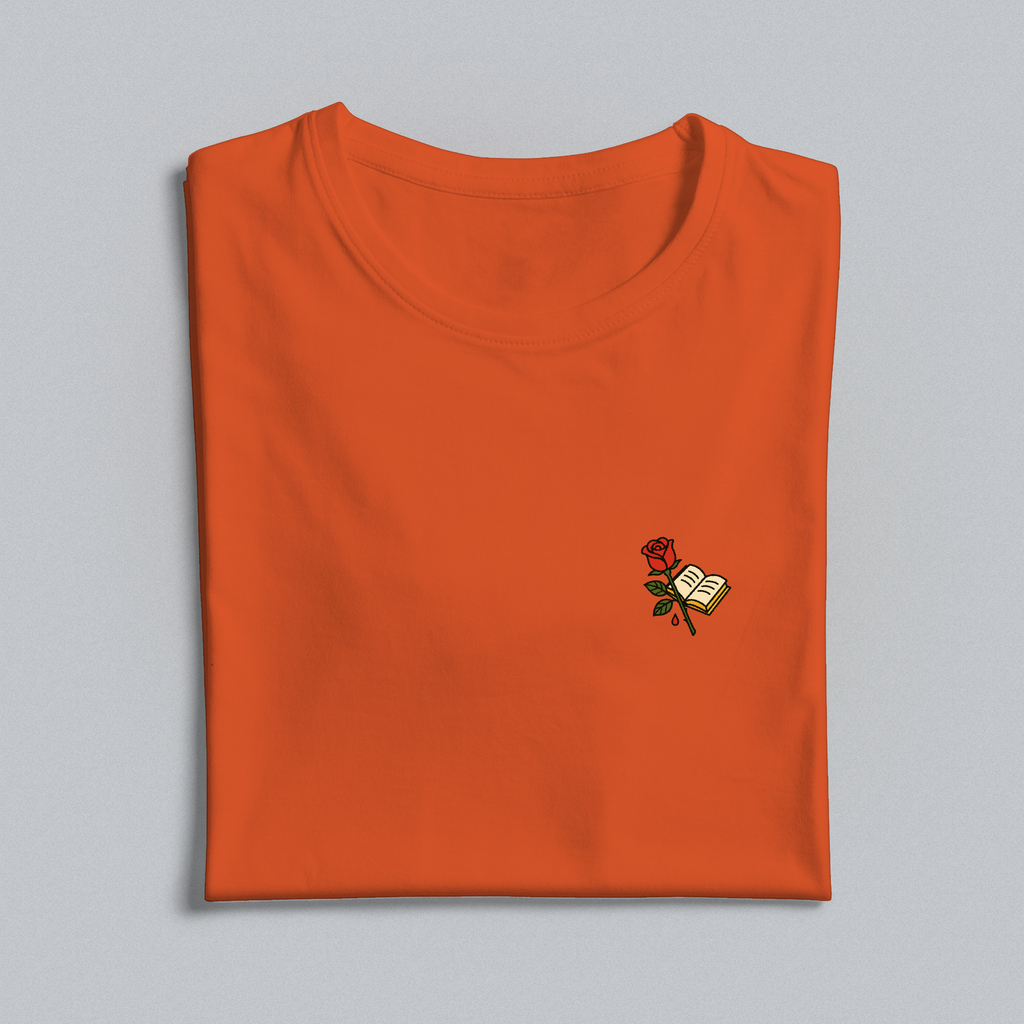 Orange t-shirt with the rose