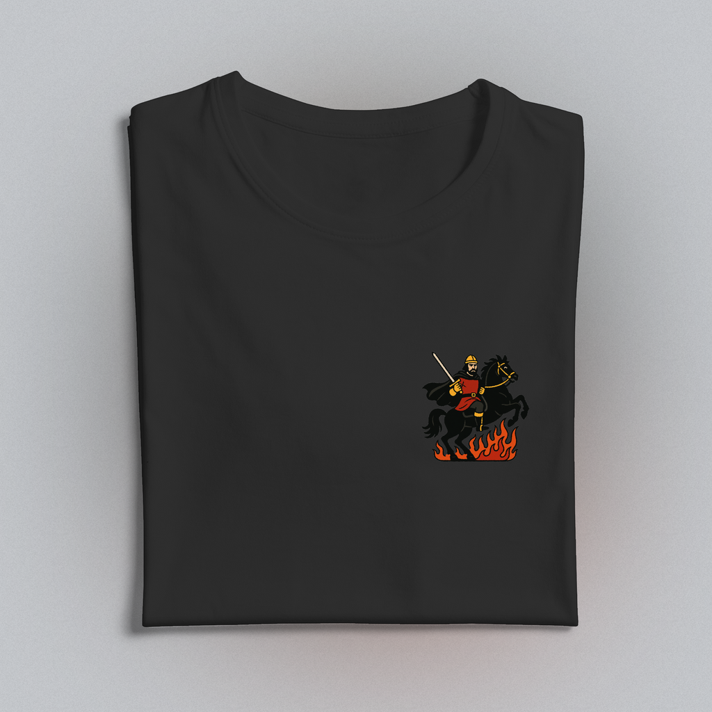 Black t-shirt with knight