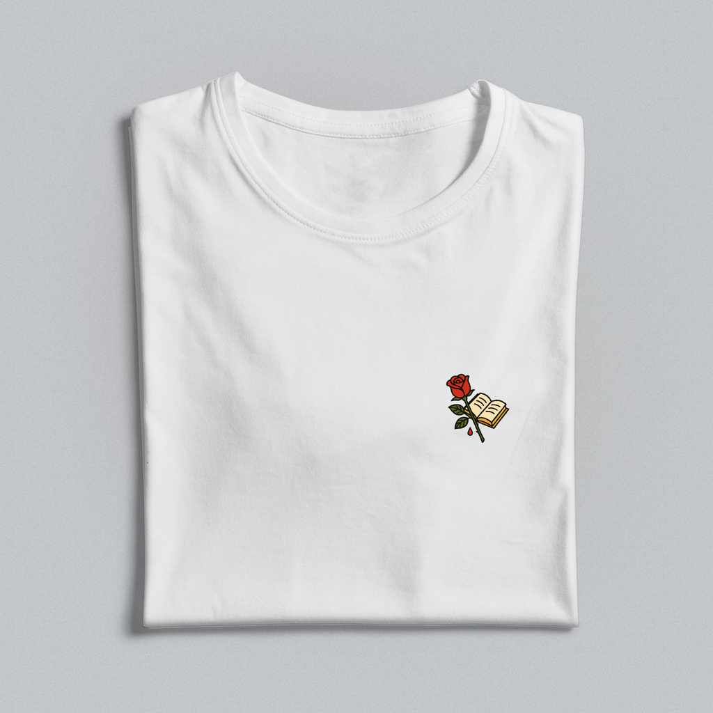 White t-shirt with the rose