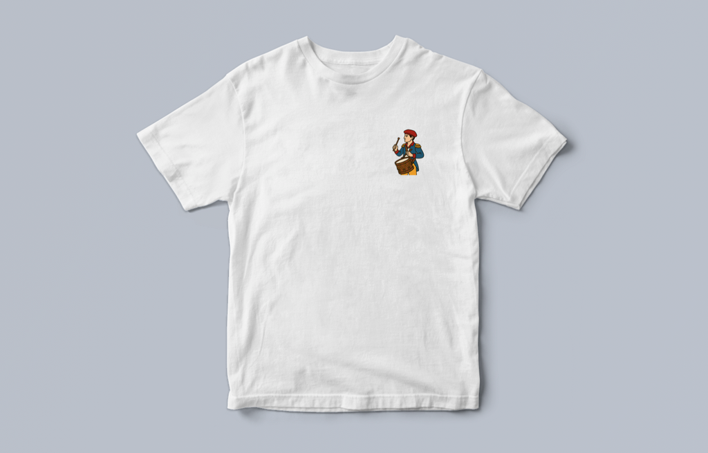 White t-shirt with drummer