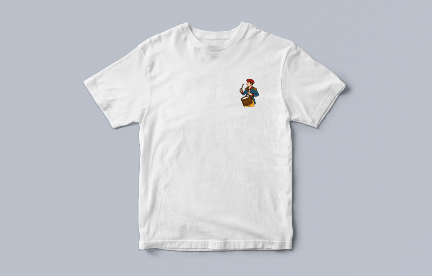 White t-shirt with drummer