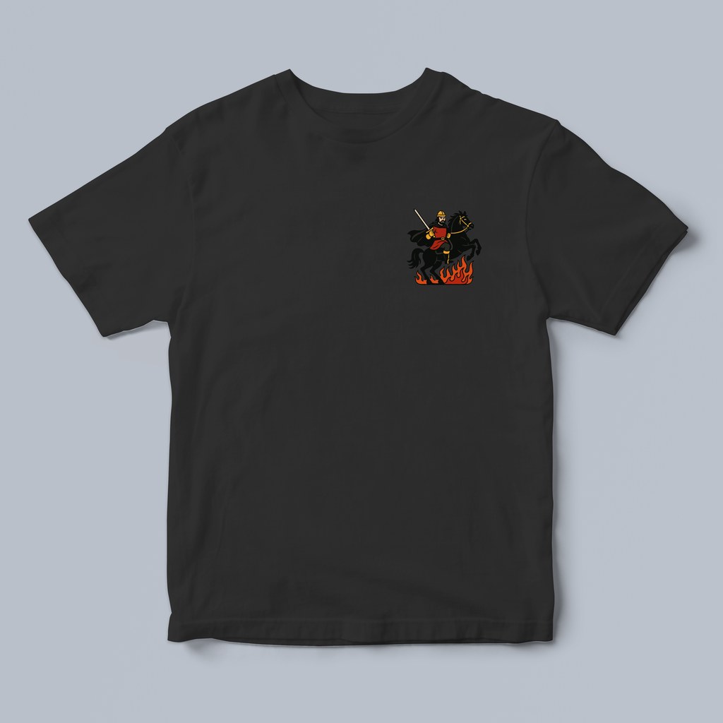 Black t-shirt with knight